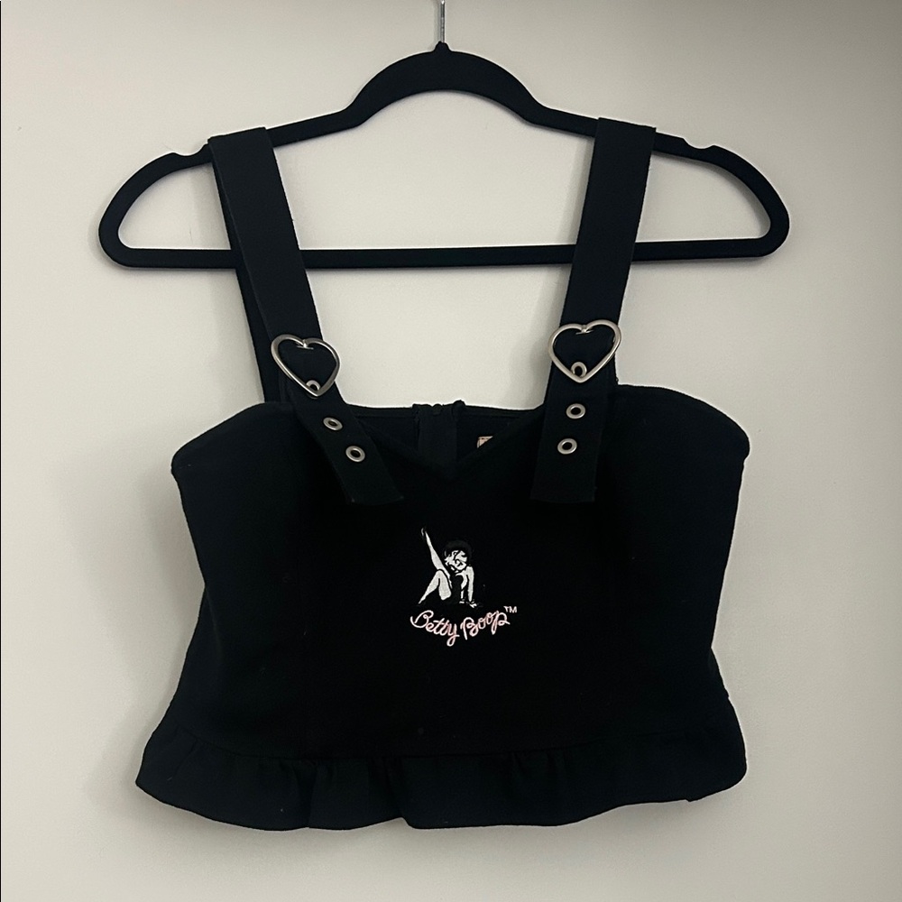 Lazy Oaf X Betty Boop Black Top with Heart Accents